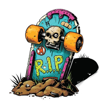 Skull 'Skateboard R.I.P Tombstone' Vinyl Car Sticker