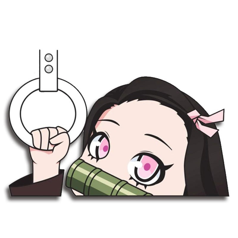 Demon Slayer 'Nezuko | Holding Circle Handle' Vinyl Car Peeker Sticker