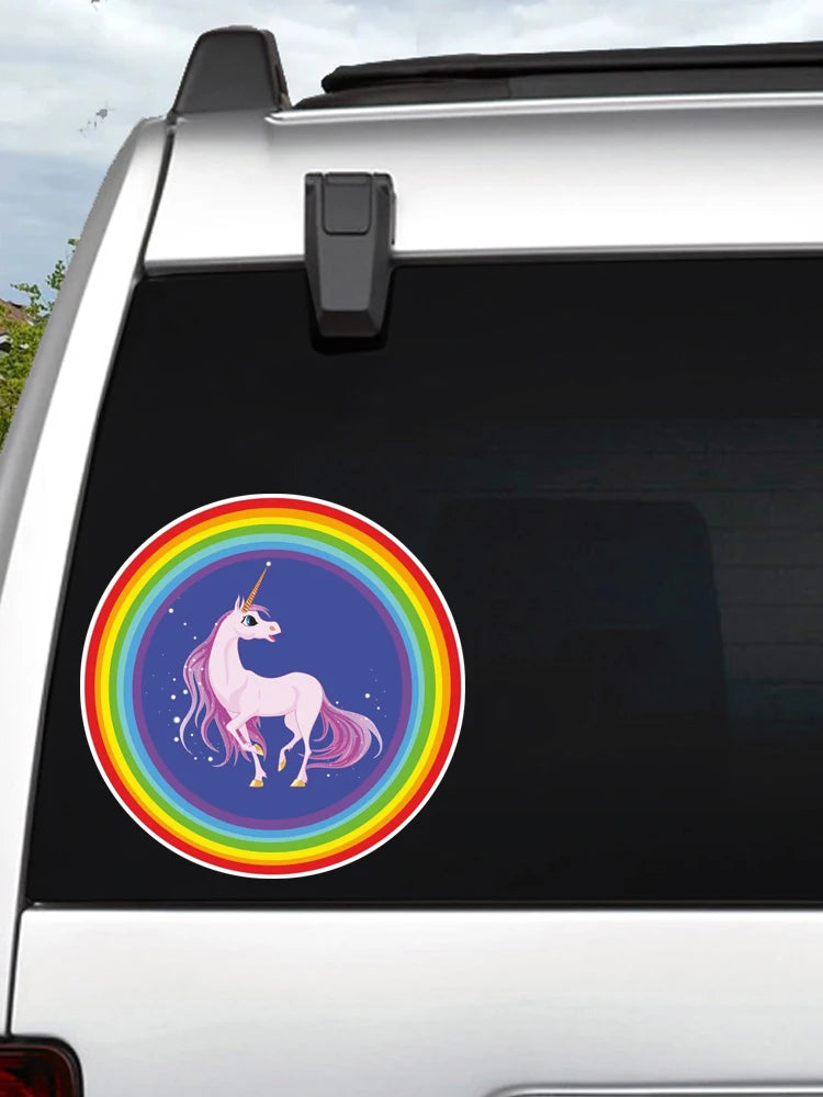 Magical Unicorn 'Rainbow Round' Vinyl Car Sticker