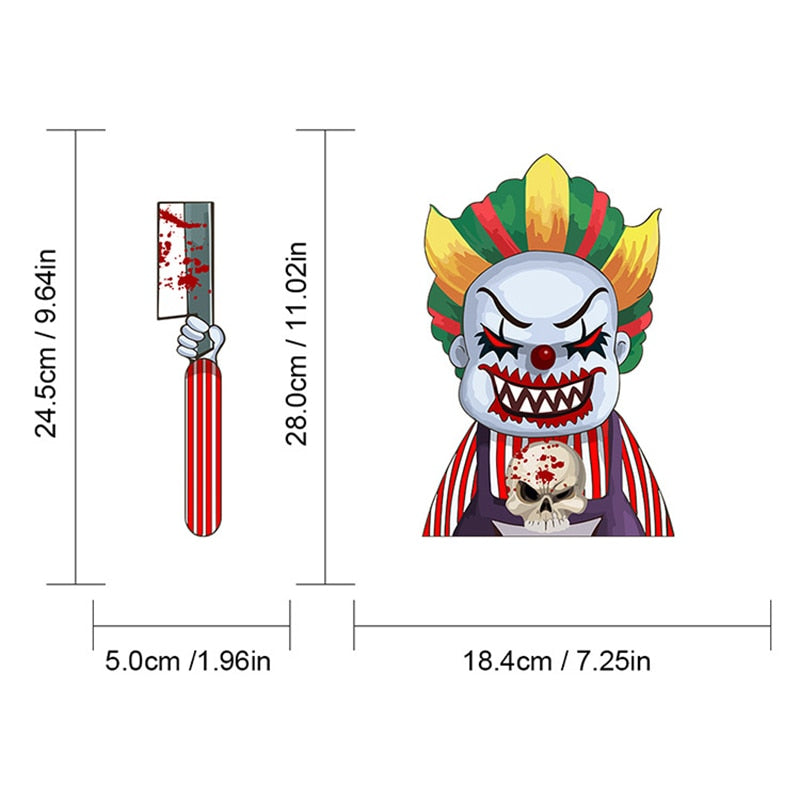 Halloween 'Horrible Clown | Knife And Skull' Vinyl Car Wiper Sticker