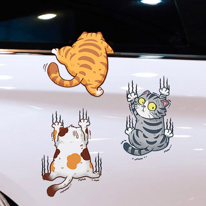 Cute 'Climbing Cats | Set of 3' Vinyl Car Sticker