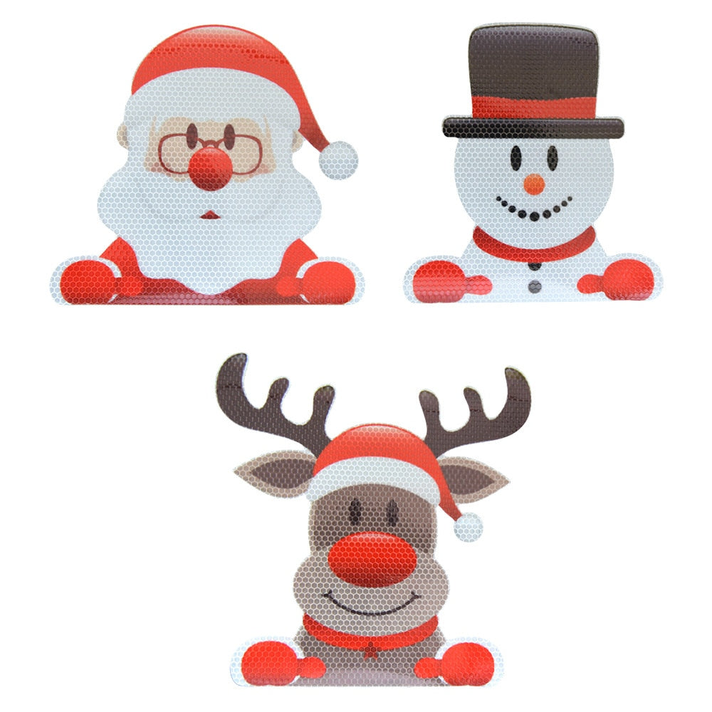Christmas Decor 'Santa x Snowman x Rudolph | Peeking' Vinyl Car Magnetic Sticker