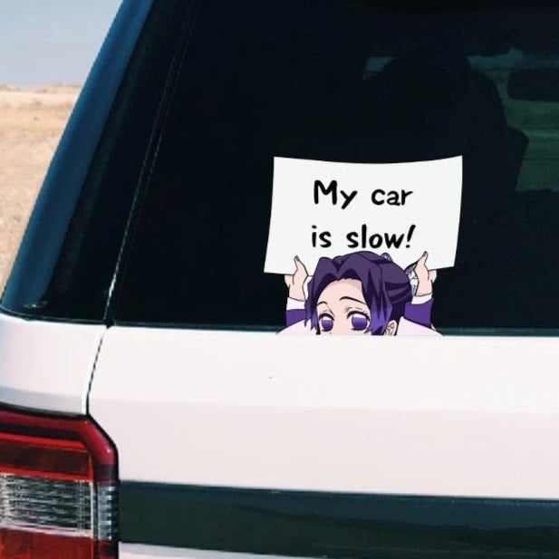 Demon Slayer 'Shinobu | My Car Is Slow!' Vinyl Car Peeker Sticker