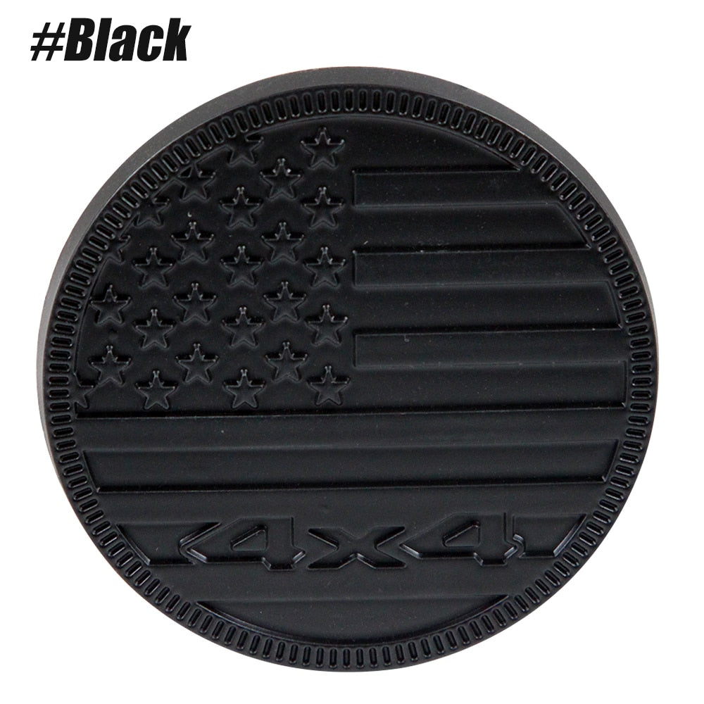 American Flag Emblem '4x4 Round' Metal Car Sticker