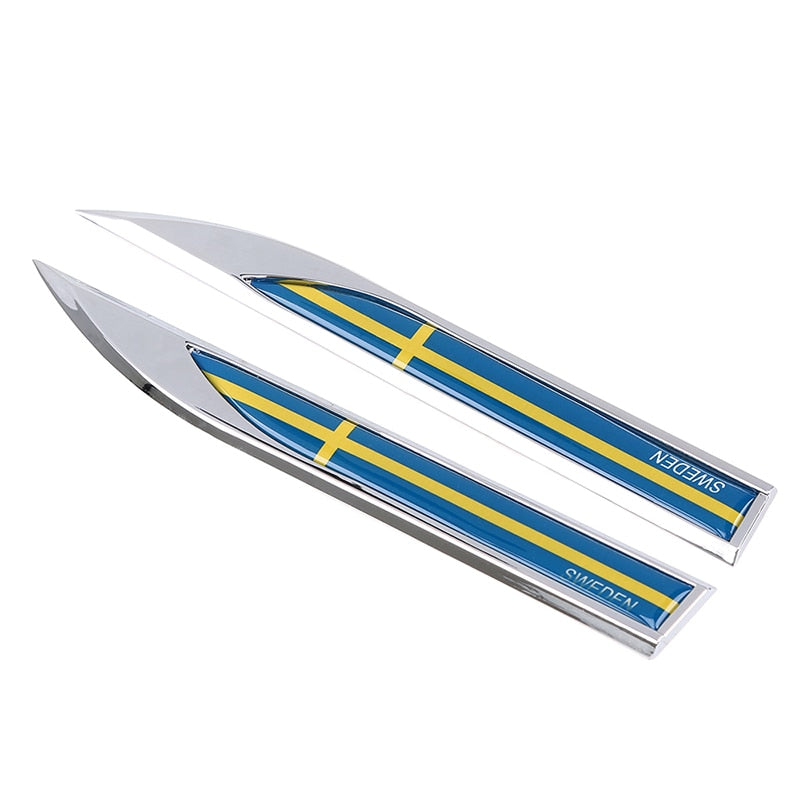 Side Fender Knife 'Sweden Emblem Flag' Metal Car Sticker