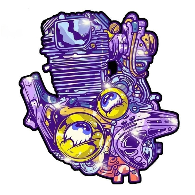Cool 'Monster Engine | Biker Engine | Violet' Vinyl Car Sticker