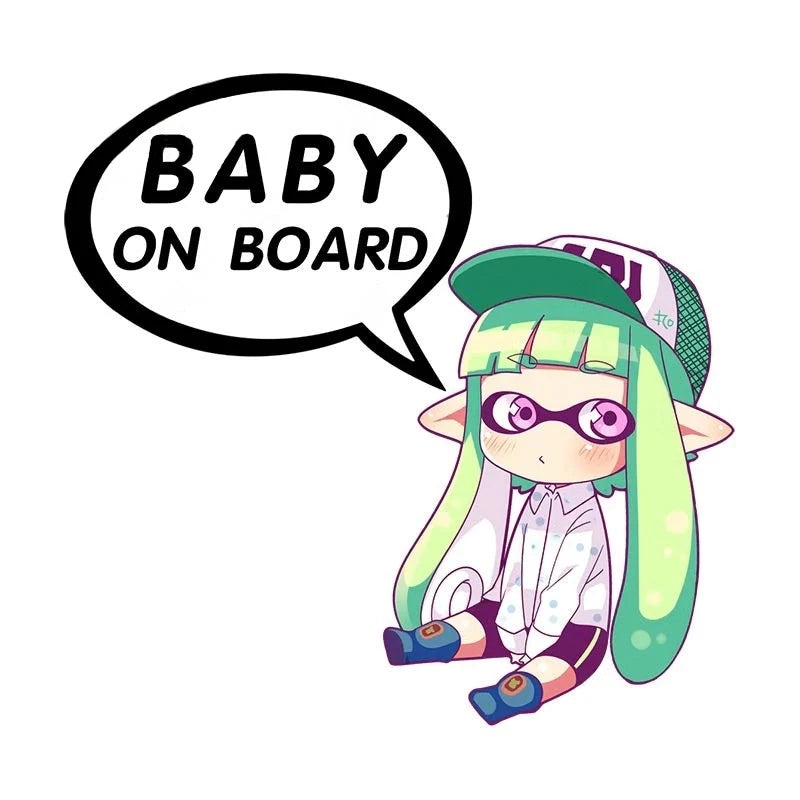 Splatoon 'Inkling Lime Green | Baby On Board' Vinyl Car Sticker ...