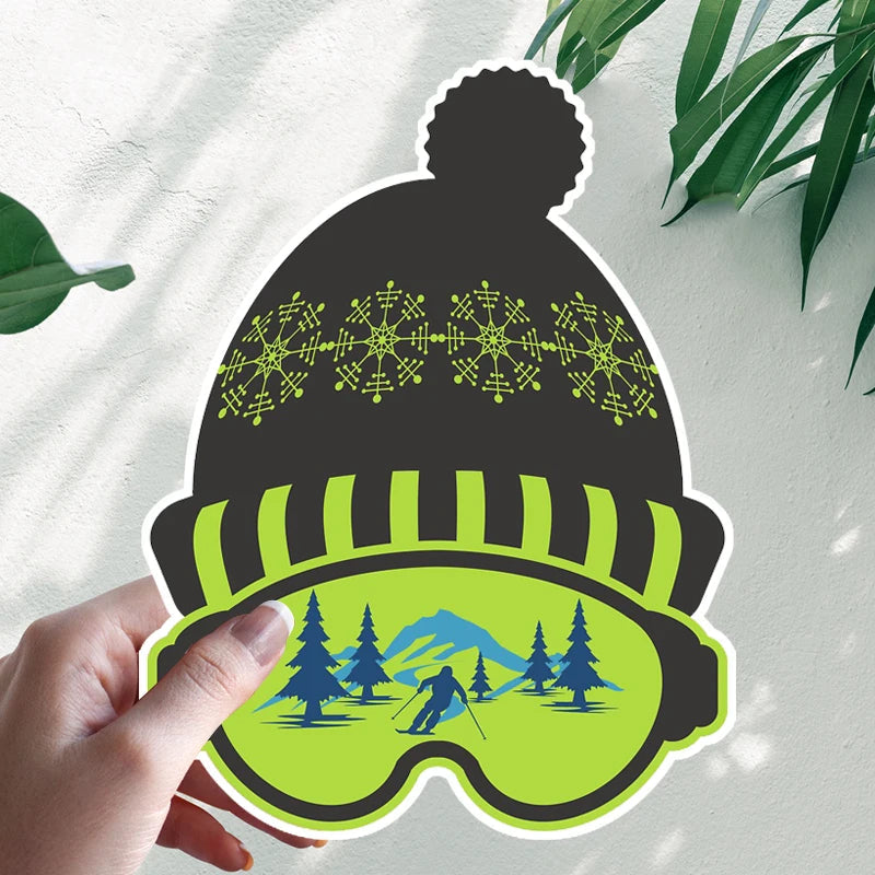 Skiing 'Hat and Goggles' Vinyl Car Sticker