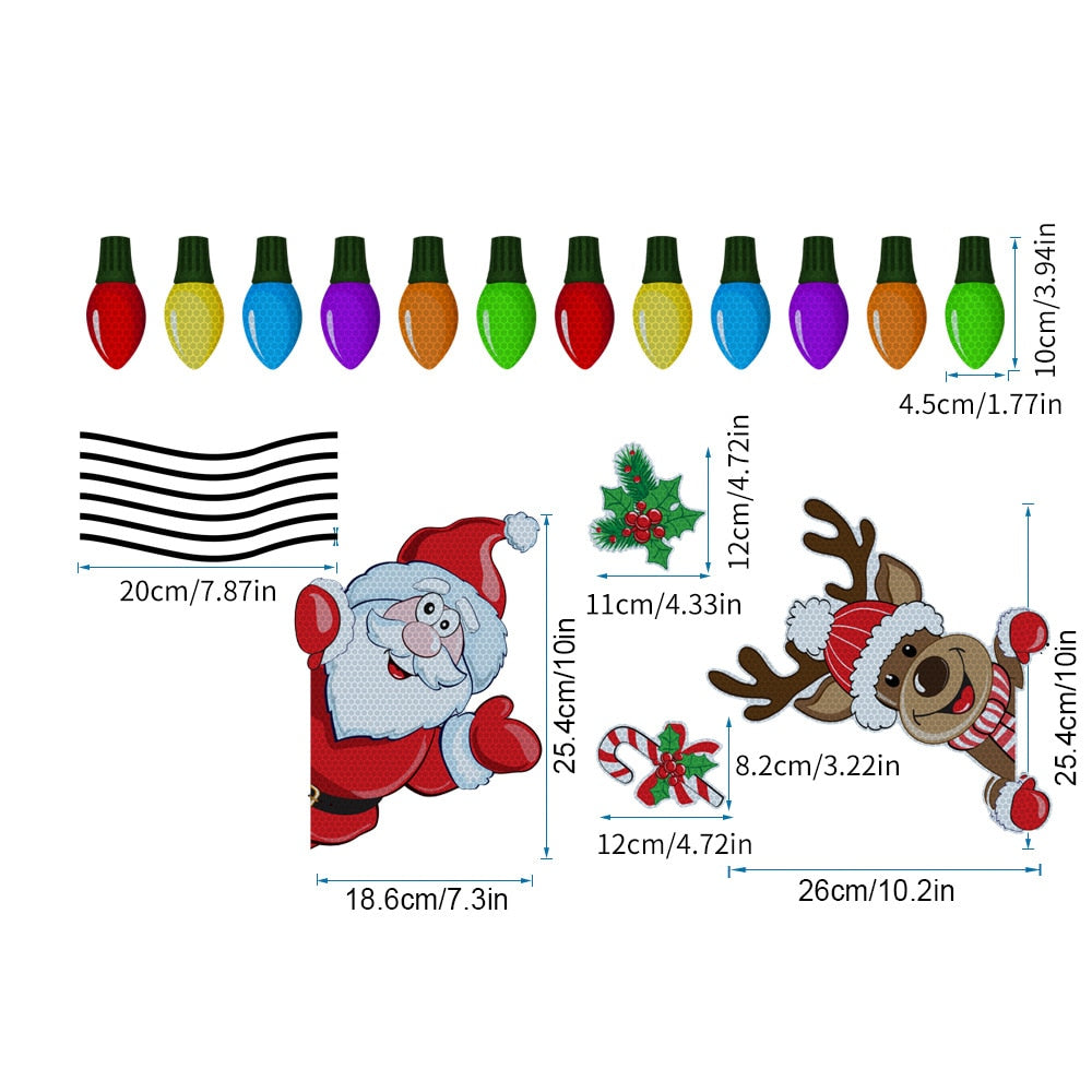 Santa Claus 'Rudolph x Mistletoe x Candy Cane | Light Bulbs' Vinyl Car Magnetic Sticker