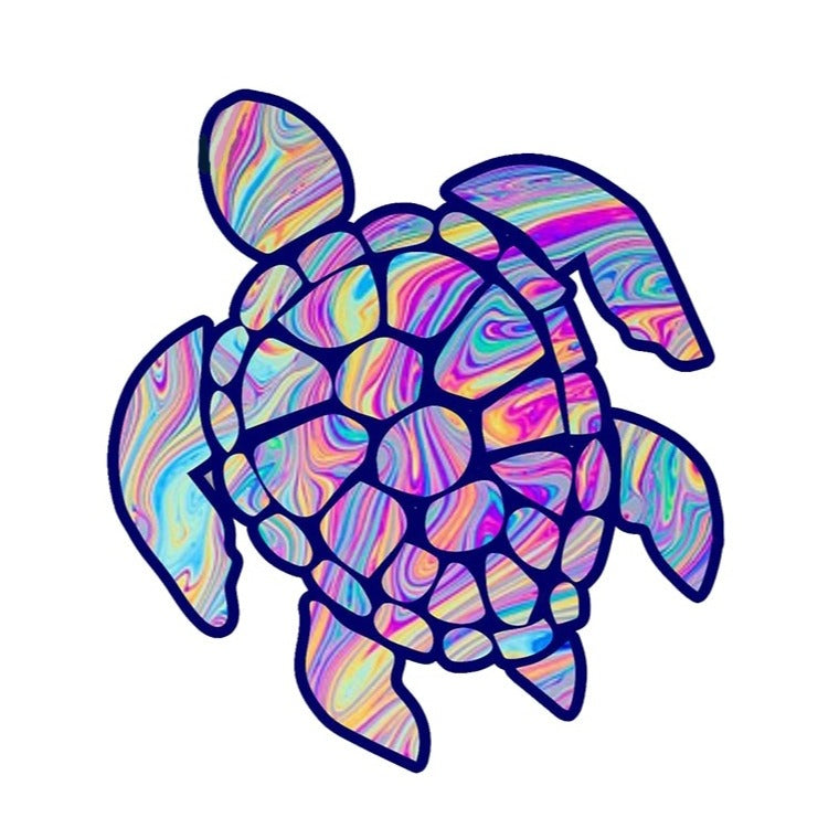Tribal Sea Turtle 'Colorful' Vinyl Car Sticker
