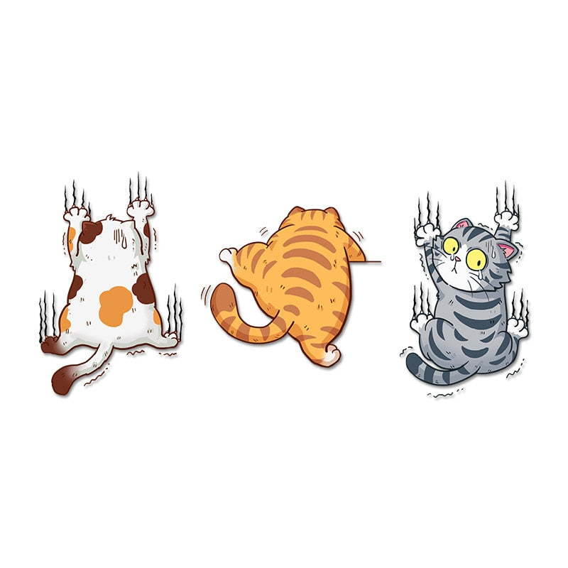 Cute 'Climbing Cats | Set of 3' Vinyl Car Sticker