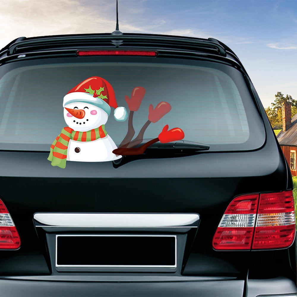 Snowman 'Red and Green Striped Scarf' Vinyl Car Wiper Sticker