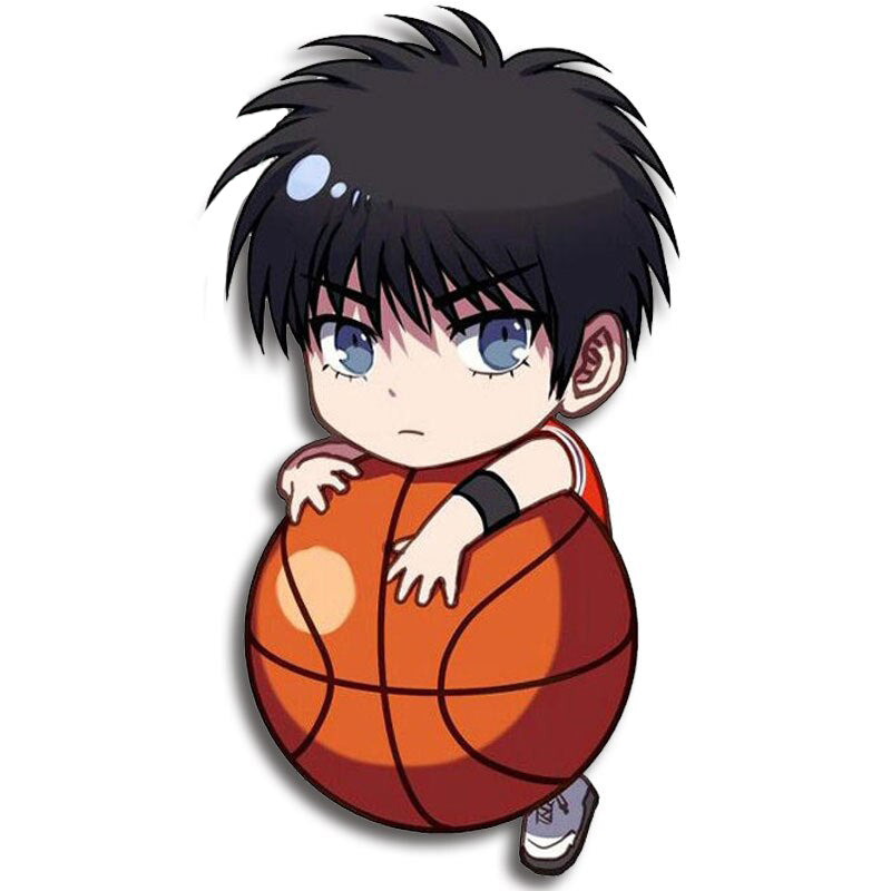 Slam Dunk 'Kaede Rukawa | Chibi | Holding Ball | Front' Vinyl Car Sticker