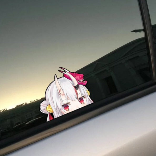 Virtual YouTuber 'Nakiri Ayame | Serious' Vinyl Car Peeker Sticker