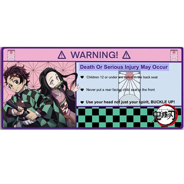 Warning Sign 'Tanjiro and Nezuko | Use Your Head Not Just Your Spirit' Vinyl Car Sticker