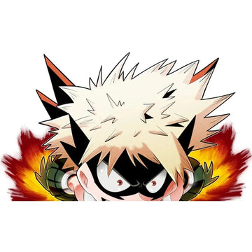 My Hero Academia 'Katsuki Bakugo | On Fire | Chibi' Vinyl Car Peeker Sticker