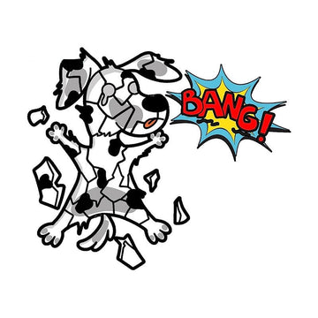 Cracked Front 'Dalmatian Dog | Bang!' Vinyl Car Sticker