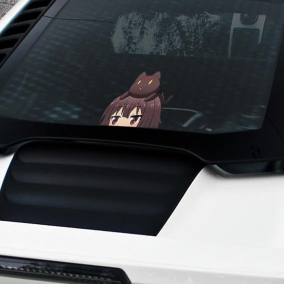 KonoSuba 'Megumin And Chomusuke | Peeking' Vinyl Car Peeker Sticker