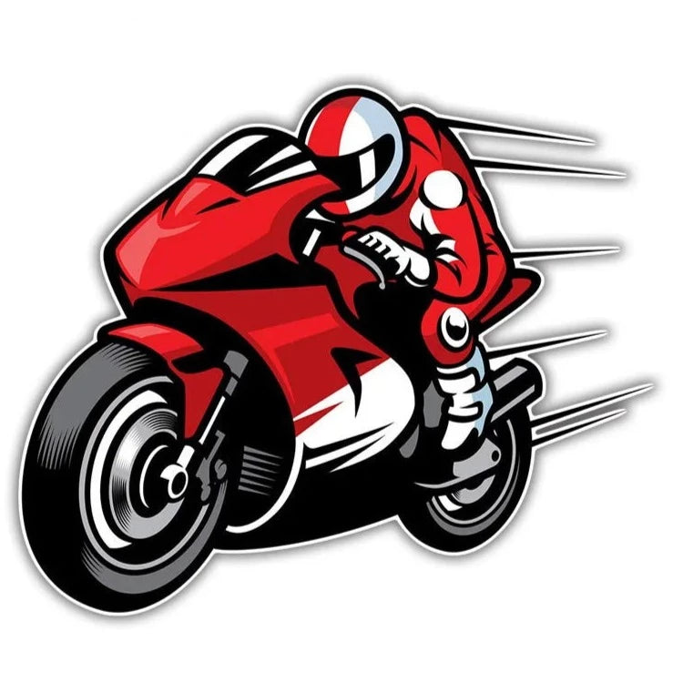 Motorbike Rider 'Red Suit | Left Side' Vinyl Car Sticker