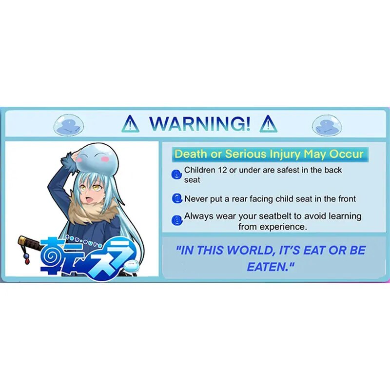 Warning Sign 'Rimuru Tempest | In This World, It's Eat or Be Eaten' Vinyl Car Sticker