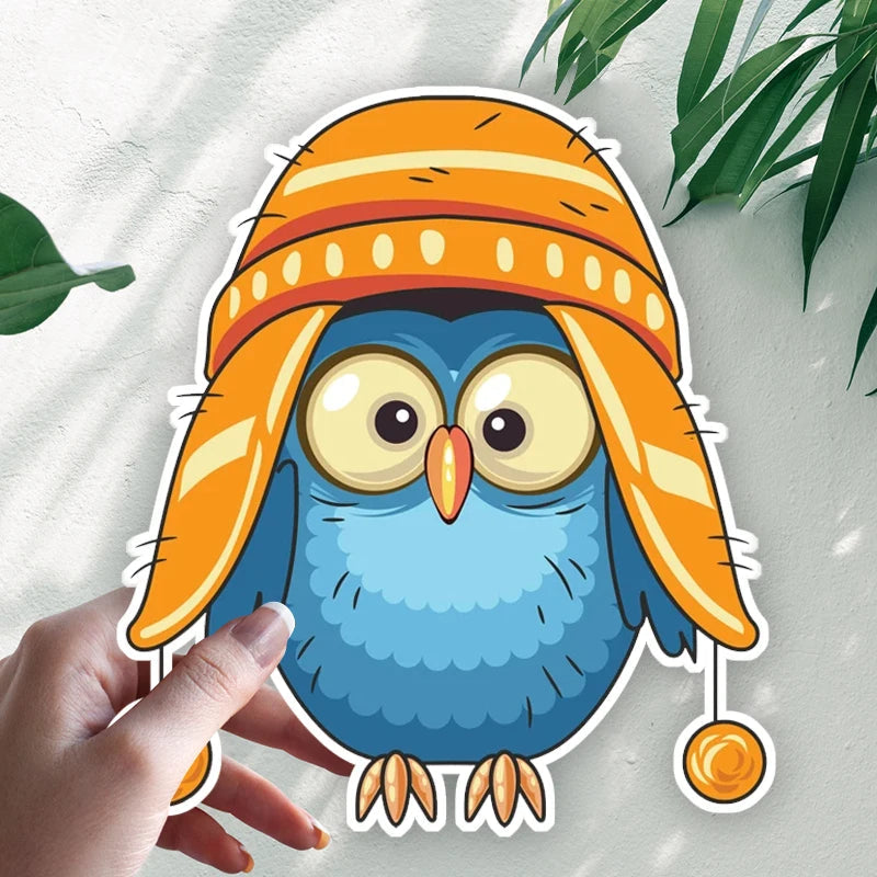 Cute Owl 'Wearing Hat' Vinyl Car Sticker