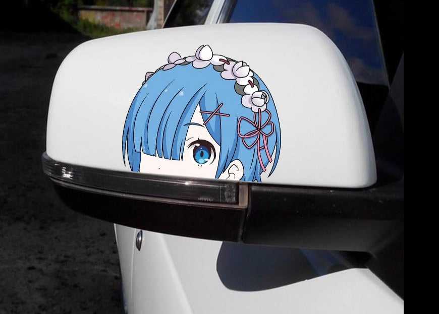Re:Zero 'Rem | Flower Headband' Vinyl Car Peeker Sticker