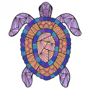 Amazing Tribal Turtle 'Zentangling Turtle | Purple  Vinyl Car Sticker