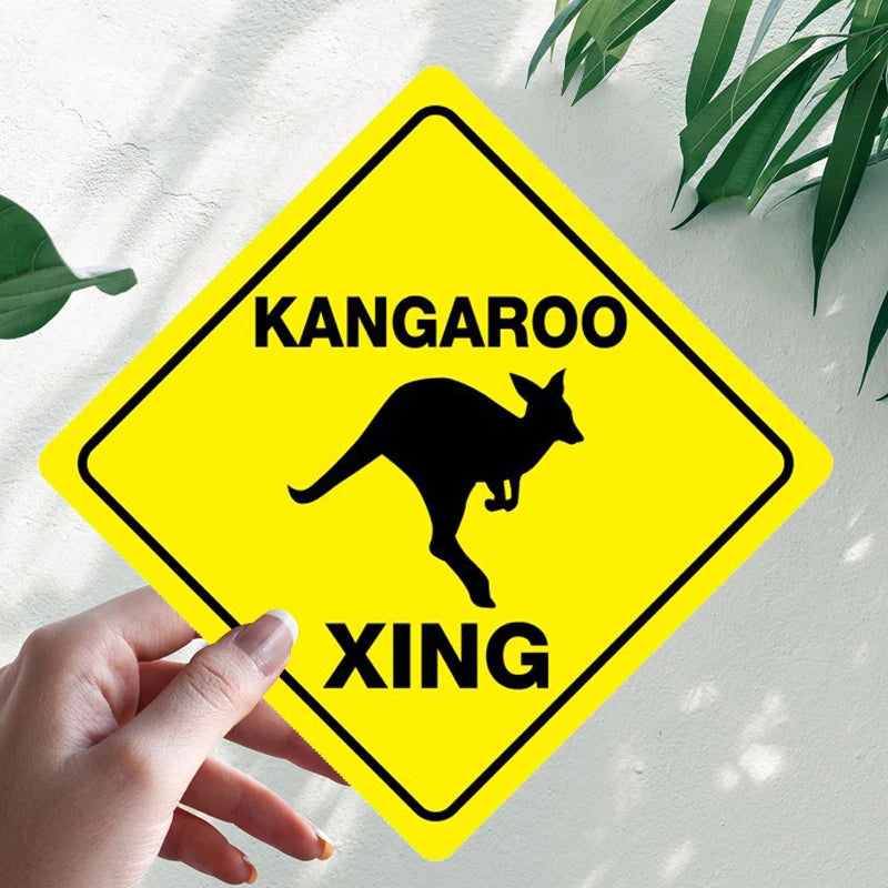 Kangaroo Xing 'Warning Sign' Vinyl Car Sticker