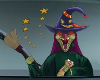 Halloween 'Scary Witch | Broom And Hat' Vinyl Car Wiper Sticker
