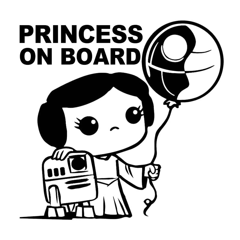 Princess on Board 'Princess Leia | R2-D2 And Death Star Balloon' Vinyl Car Sticker