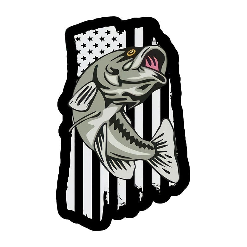 American Flag 'Gray Fish | Black And White' Vinyl Car Sticker