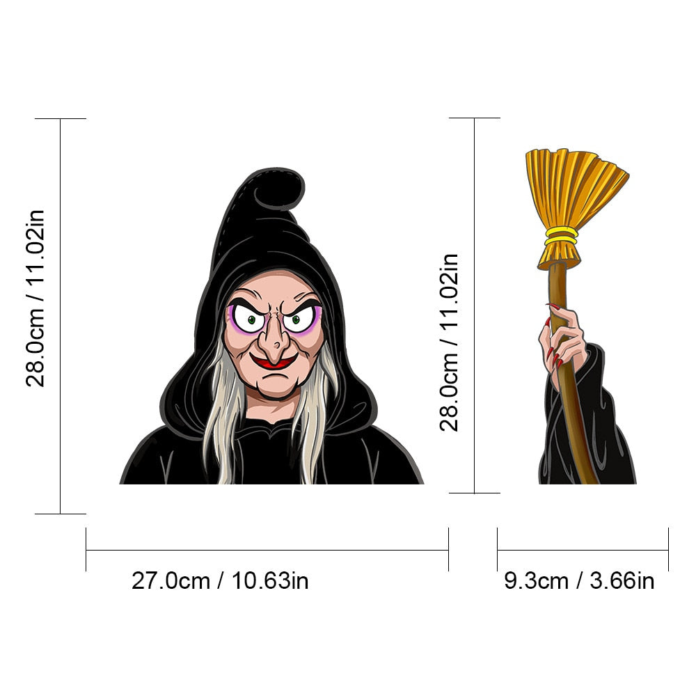 Halloween 'Witch | Holding Broom' Vinyl Car Wiper Sticker