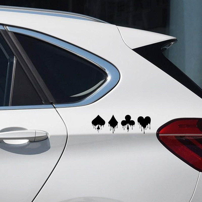 Playing Cards Symbol 'Spade-Diamond-Club-Heart | Melting' Vinyl Car Sticker