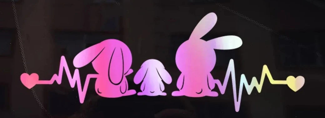 Cute Rabbits 'Heartbeat' Vinyl Car Sticker