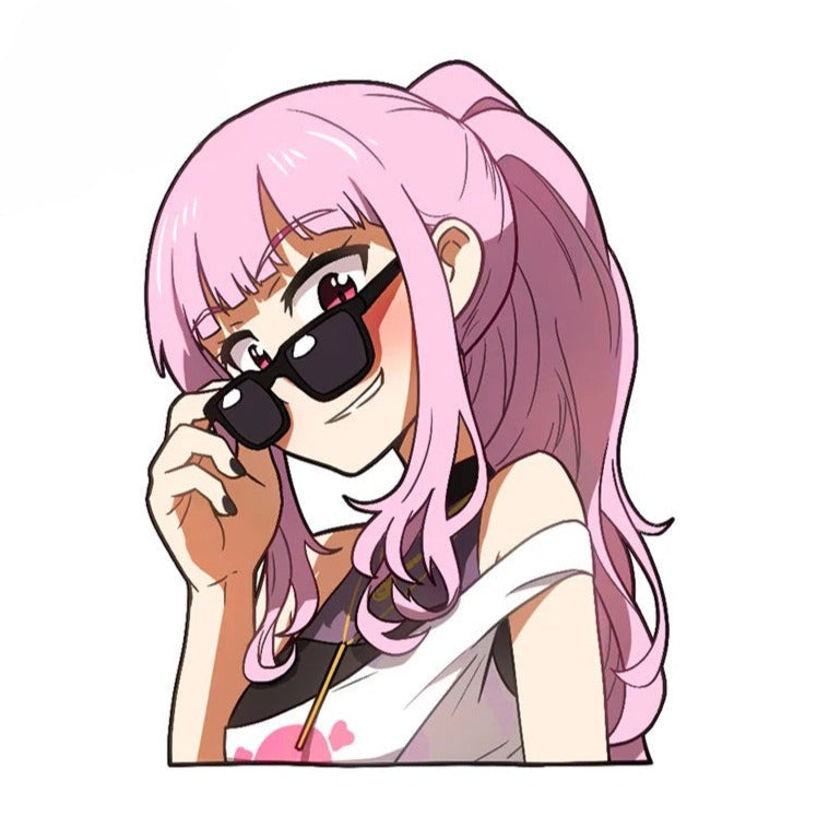 Virtual YouTuber 'Mori Calliope | Wearing Sunglasses' Vinyl Car Peeker Sticker