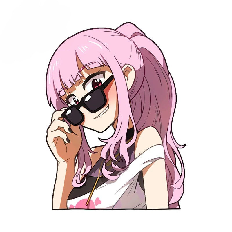Virtual YouTuber 'Mori Calliope | Wearing Sunglasses' Vinyl Car Peeker Sticker
