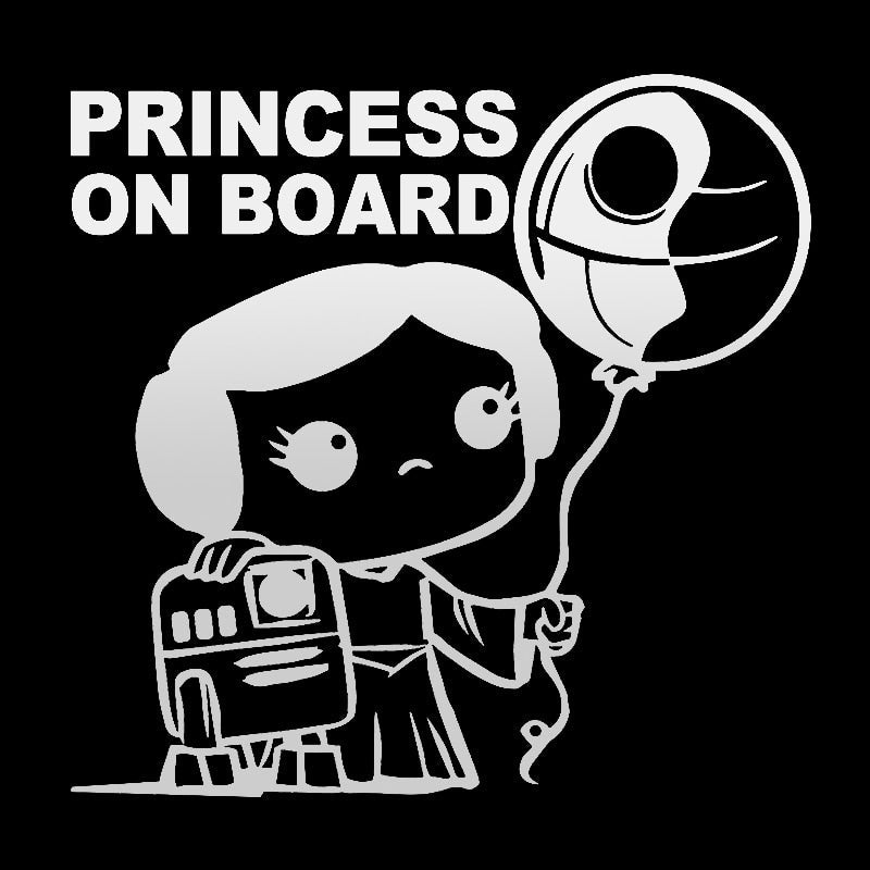 Princess on Board 'Princess Leia | R2-D2 And Death Star Balloon' Vinyl Car Sticker