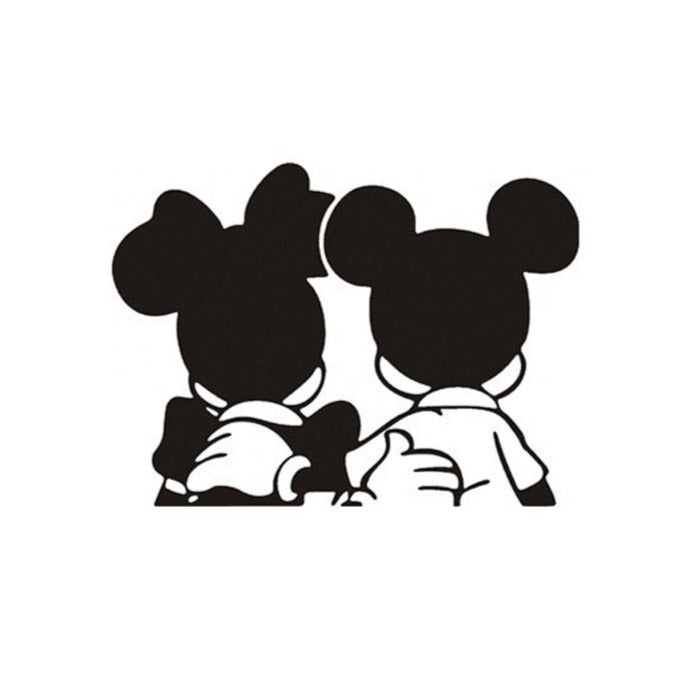 Mickey And Minnie Mouse 'Couple Back Sitting' Vinyl Car Sticker