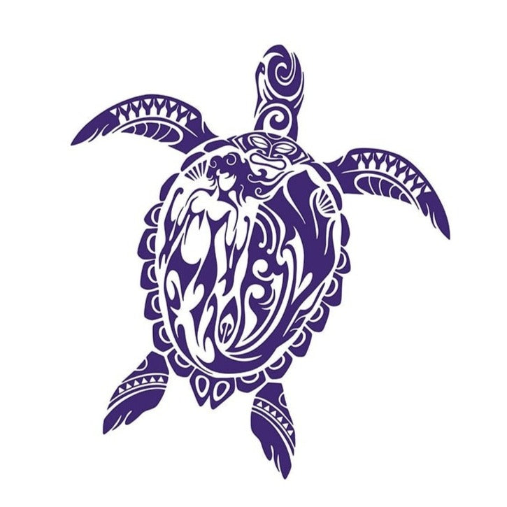 Sea Turtle 'Tiki and Mermaid Tribal' Vinyl Car Sticker