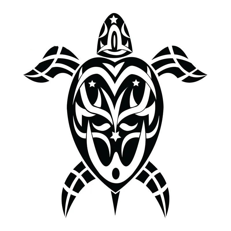 Tribal Turtle Sea 'Turtle Tribal Vector | Black' Vinyl Car Sticker
