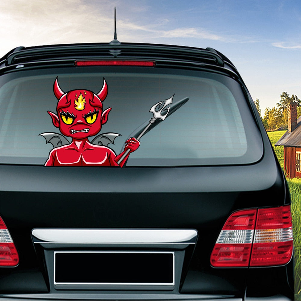 Halloween 'Devil | Fire On Forehead' Vinyl Car Wiper Sticker