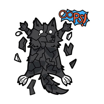 Cracked Front 'Black Wolf | Oops!' Vinyl Car Sticker