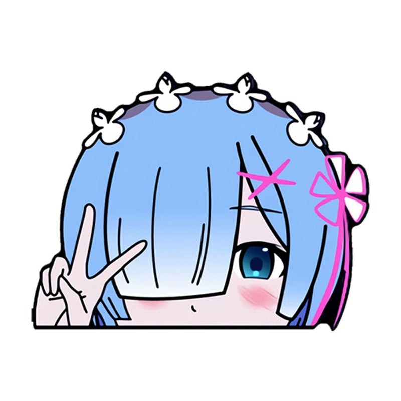 Re:Zero 'Cute Rem | Peace Sign' Vinyl Car Peeker Sticker