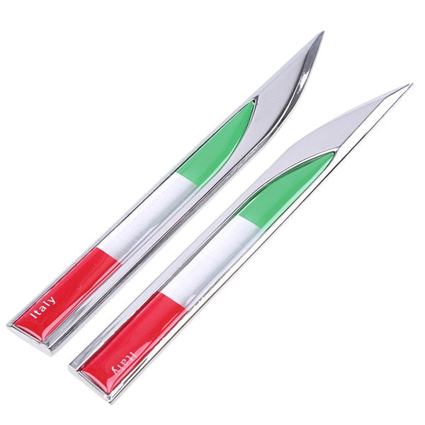 Side Fender Knife 'Italy Emblem Flag' Metal Car Sticker