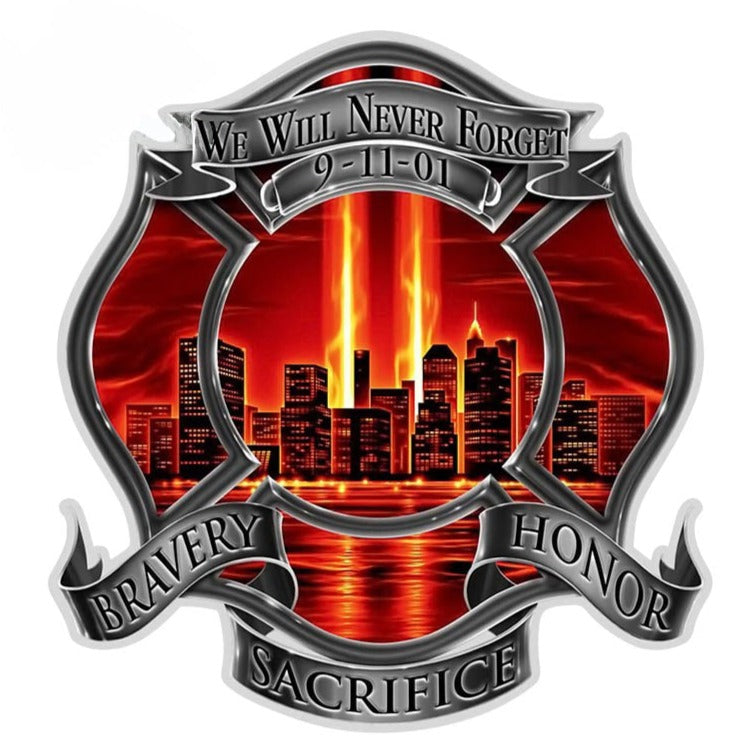 Fire Fighter 'We Will Never Forget | Bravery | Sacrifice | Honor' Vinyl Car Sticker