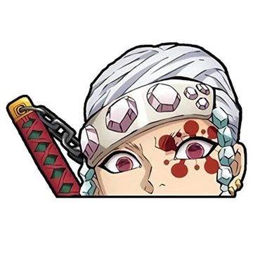 Demon Slayer 'Surprised Tengen | Gemstones Headband' Vinyl Car Peeker Sticker