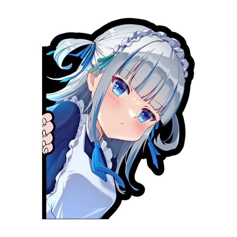 Virtual YouTuber 'Gawr Gura | Sad Face' Vinyl Car Peeker Sticker