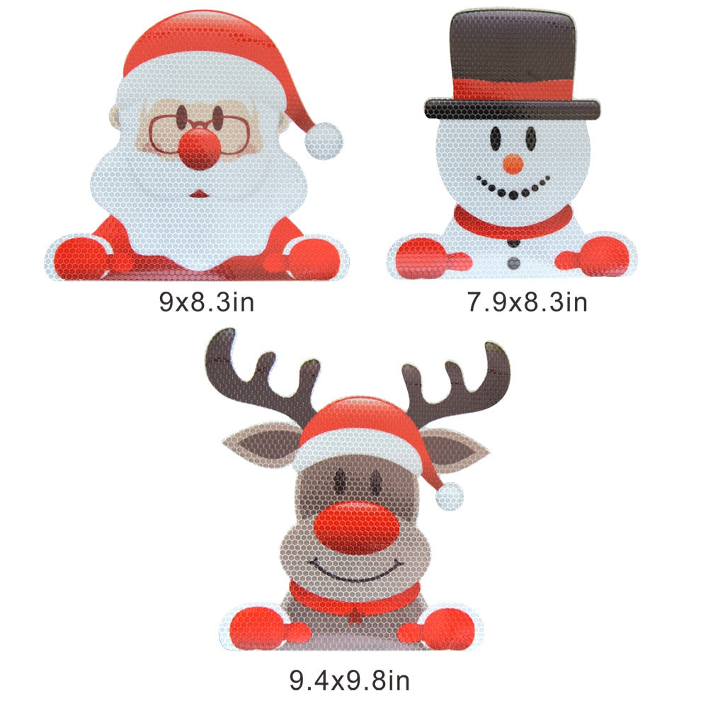 Christmas Decor 'Santa x Snowman x Rudolph | Peeking' Vinyl Car Magnetic Sticker