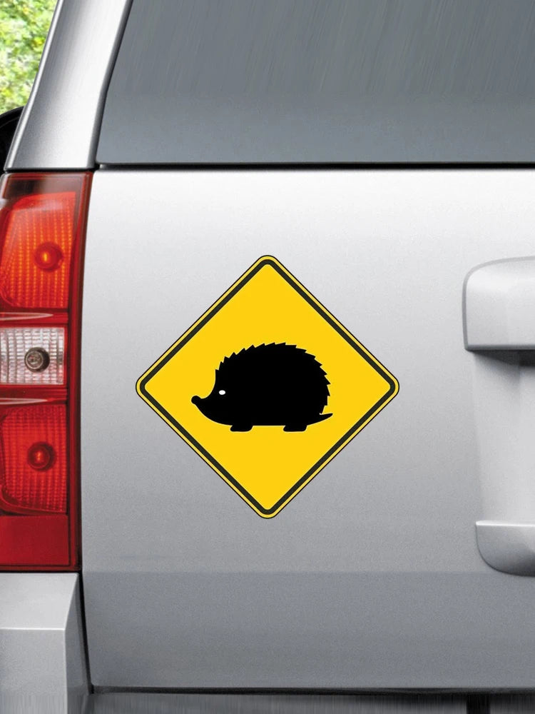 Hedgehog 'Yellow Warning Sign' Vinyl Car Sticker
