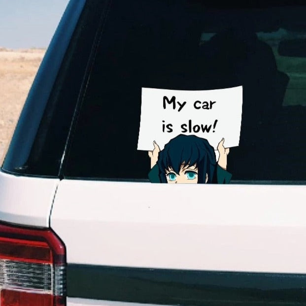 Demon Slayer 'Muichiro | My Car Is Slow!' Vinyl Car Peeker Sticker